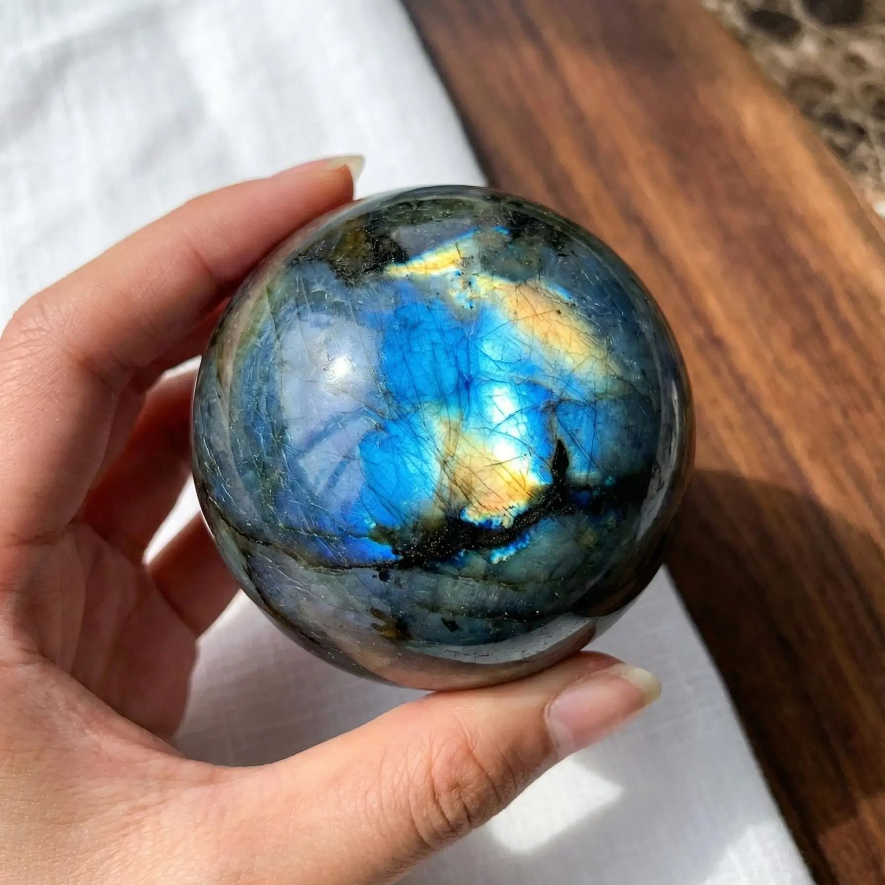 Renewable Energy Lab - Natural Labradorite Sphere, Polished Flash Crystal